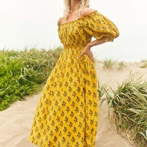 Rosie Midi Dress - Mellow Yellow Flower Power